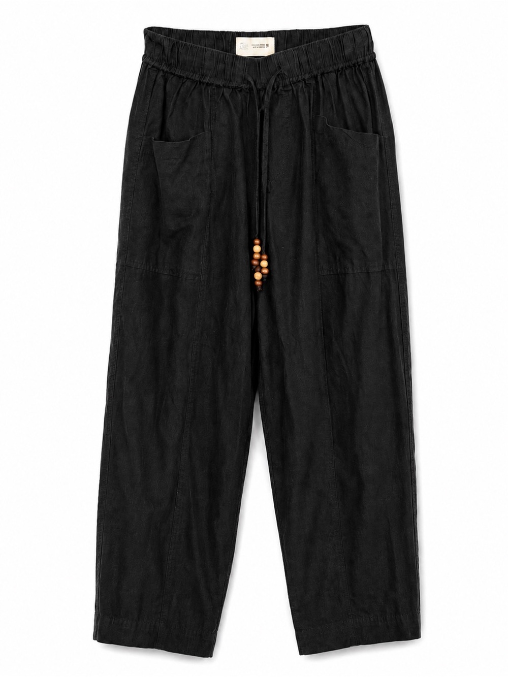 Zara Women's Black Drawstring Linen Blend Pants - Lightweightw Casual Trousers - Picture 2 of 4